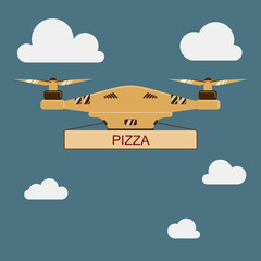 Poster - drone quadcopter Pizza delivery vector illustration
