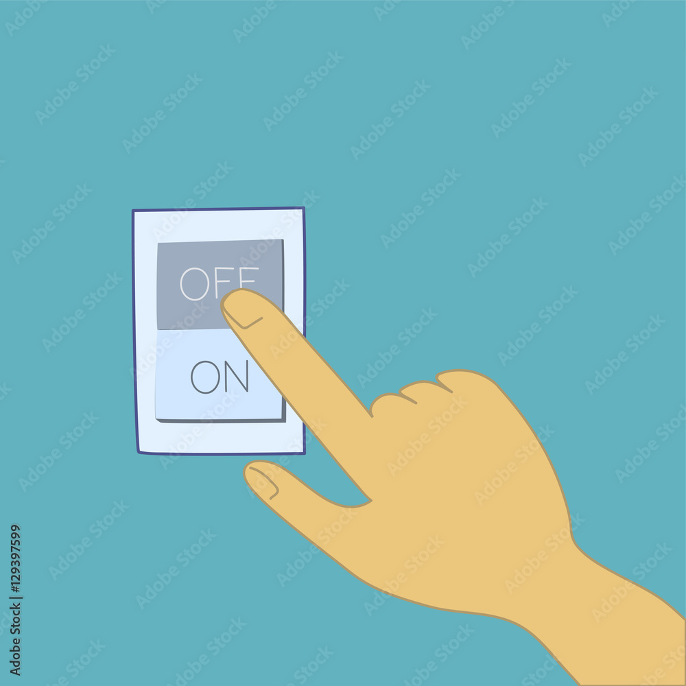 Save The Electricity, Turning Off Light Switch Button Stock Vector | Adobe  Stock, image size:1000x1000