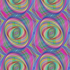 Poster - Repeating colorful ellipse fractal pattern design