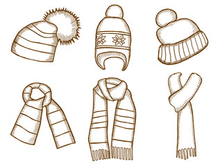 Poster - Winter clothes. Santa stocking cap