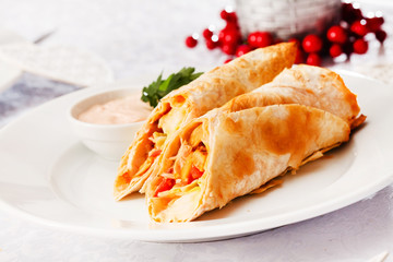 Canvas Print - tortilla on Christmas table