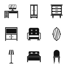 Wall Mural - Furniture icons set. Simple illustration of 9 furniture vector icons for web