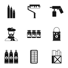 Wall Mural - Drawing icons set. Simple illustration of 9 drawing vector icons for web