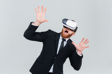 Sticker - Surprised business man using virtual reality device