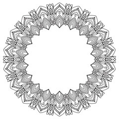 Wall Mural - Hand drawing zentangle frame. Black and white. Flower mandala.