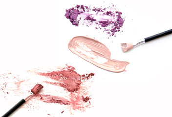 Canvas Print - blush on, powder and make up cosmetics collection