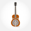 Vector illustration of resonator or resophonic guitar isolated on a white background.