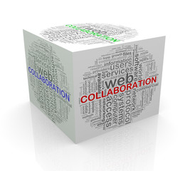 Wall Mural - 3d cube word tags wordcloud of collaboration