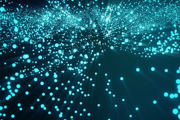 Poster - 3d rendering abstract polygonal wave background with connecting dots and lines. Connection structure. Computer HUD. Flow. Wave. Blue Lines and dots.