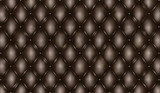 Fototapeta Sypialnia - English black genuine leather upholstery, chesterfield style background. 3D rendering