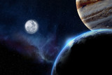 Fototapeta  - planet earth with moon Elements of this image furnished by NASA