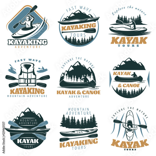 Canoe Kayak Emblem Set