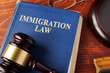 Book with title immigration law on a table.