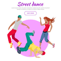 Wall Mural - Street Dance Concept Flat Style Vector Web Banner