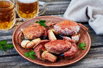 Wall Mural - Boiled red stone crabs.