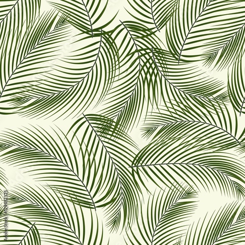 Fototapeta do kuchni Leaves of palm tree. Seamless pattern. Vector.