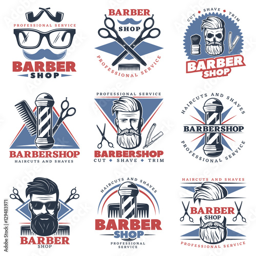 Barbershop Emblem Design Set