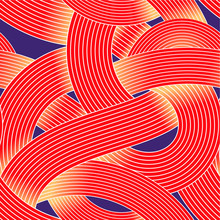 Seamless Op Art Vector Pattern. Striped Wave Abstract Background. Optical Illusion Of Volume. Moire Lines, Texture Of Curling Ribbon.