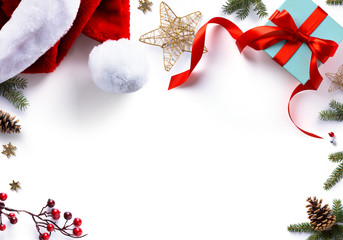Wall Mural - christmas gift, decorations and holidays sweet on white backgrou