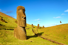 Moai In The Hills Of Easter Island