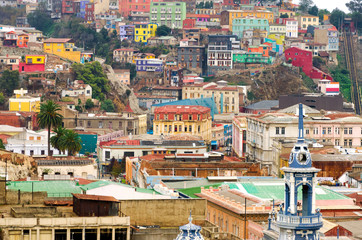 Poster - View of the old city of Valparaiso, Chile from below