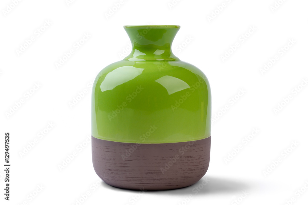 Two-tone vase isolated. Ceramic vase on white background. Decorate house with shiny vase. Best pottery for home. - obrazy, fototapety, plakaty 