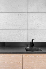 Wall Mural - Modern kitchen with grey tiles