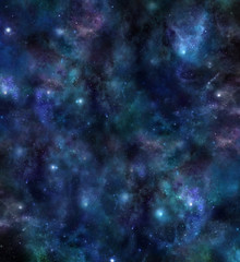 Wall Mural - universe background - large square dark blue deep space background with stars, planets, solar clouds