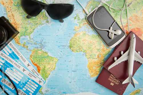 Fotografia Business travel traveling map world concept.