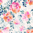 delicate pink watercolor like rose print - seamless background
