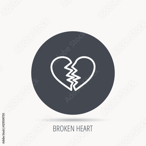 Broken Heart Icon Divorce Sign End Of Love Symbol Round Web Button With Flat Icon Vector Buy This Stock Vector And Explore Similar Vectors At Adobe Stock Adobe Stock