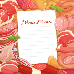 Wall Mural - Gastronomic meat products menu design.