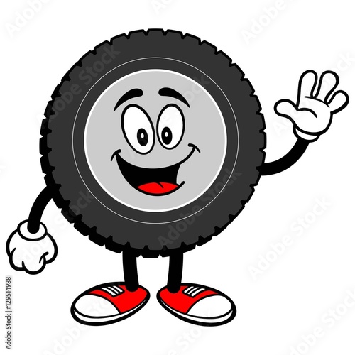 Tire Cartoon Waving Stock Vector Adobe Stock