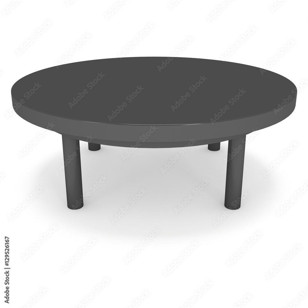 Round Table Rendering Black Round Table. 3D render isolated on white. Platform or Stand ...