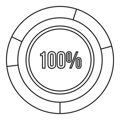 Poster - Pie chart circle graph 100 percent icon. Outline illustration of vector icon for webicon. Outline illustration of pie chart circle graph 100 percent vector icon for web