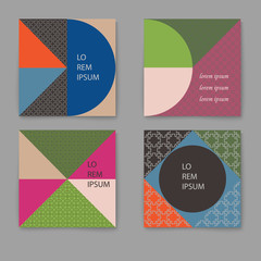 Canvas Print - Vector set of retro trendy cards with geometric pattern