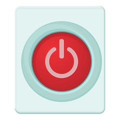 Poster - Red power on or off button icon. Cartoon illustration of red power on or off button vector icon for web
