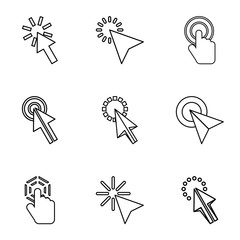 Canvas Print - Cursor icons set. Outline illustration of 9 cursor vector icons for web