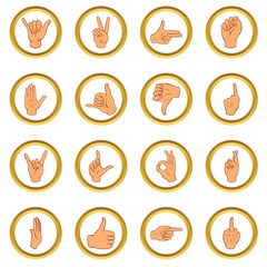 Poster - Hand vector set in cartoon style isolated on white background