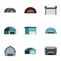 Wall Mural - Types of warehouse icons set. Flat illustration of 9 types of warehouse vector icons for web