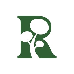 Wall Mural - tree inside letter r. logo template.