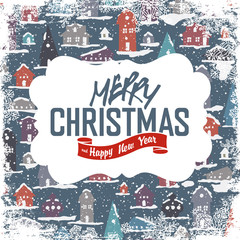 Poster - Merry Christmas VIntage Tag Design On Planks. Vector