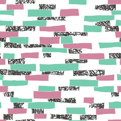 Aufkleber - Seamless doodle blocks vertical stripes patchwork pattern