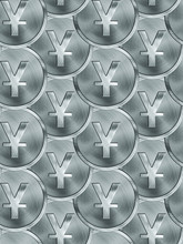 Silver Coins With Yuan Sign. Seamless Pattern.