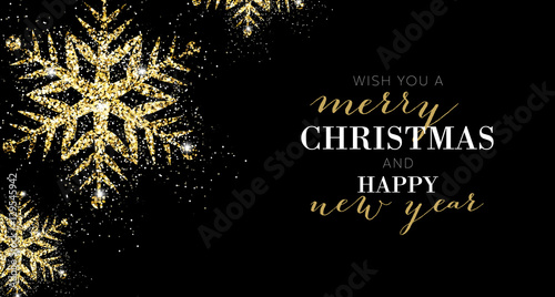 Cuadros en Lienzo Elegant Merry Christmas Gold Banner