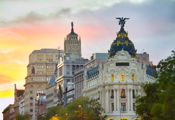Fototapete - Madrid landmarks, Spain