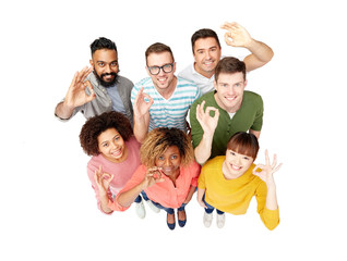 Wall Mural - international group of happy people showing ok