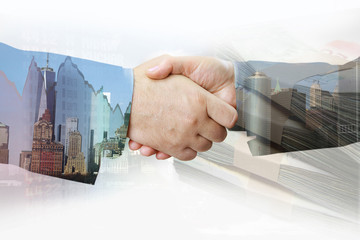 Aufkleber - Closeup of handshake on investment concept background 