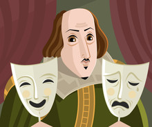 Great English Playwriter With Sad And Happy Theater Masks