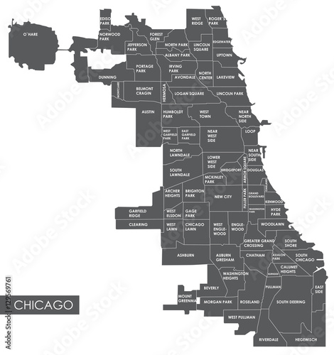 Obraz na płótnie Mapa wektorowa dzielnicy Chicago